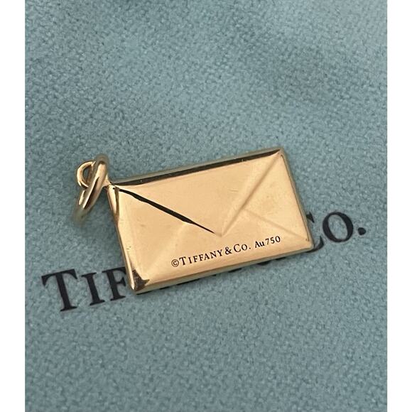 Tiffany & Co. 18k Gold Diamond Envelope Address Pendant Charm Necklace Bracelet - Picture 15 of 16